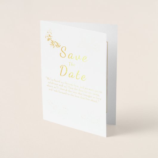 ホワイトゴールドエレガントフォイル日付カードを保存 箔カード (正面)