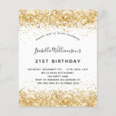 ホワイトゴールドグリッター誕生日予算招待状 チラシ (正面)