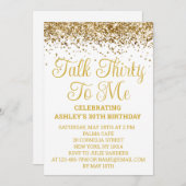 ホワイトゴールドグリッター30歳の誕生日会話三十歳の私 招待状 (正面/裏面)