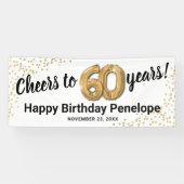 ホワイトゴールドグリッター60歳の誕生日 横断幕 (横)
