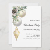 ホワイトゴールドグリーンの宝玉クリスマスパーティー 招待状 (正面)