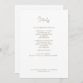 ホワイトゴールドテキストの結婚式詳細封入カード 招待状 (正面/裏面)