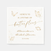 ホワイトゴールドバタフライブライダルシャワー スタンダードカクテルナプキン (正面)