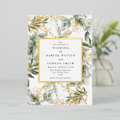 ホワイトゴールドフォイルフレーム植物学 | Bohoユーカリ 箔招待状 (立ち正面)