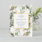 ホワイトゴールドフォイルフレーム Boho Botanical Eucalyptus |ボホボタニカ 箔招待状 (立ち正面)