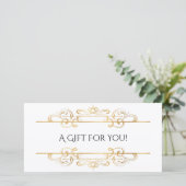 ホワイトゴールドフォイルヴィンテージ渦巻きギフト証明書 (スタンド正面)
