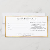 ホワイトゴールドフォイルヴィンテージ渦巻きギフト証明書 (裏面)