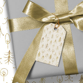 ホワイトゴールドフォイル冬のシーン木雪 ギフトタグ