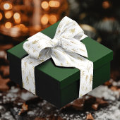 ホワイトゴールドフォイル冬のシーン木雪 サテンリボン