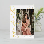 ホワイトゴールドフォイル書道写真卒業 箔招待状 (立ち正面)