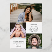 ホワイトゴールドフォイル書道写真卒業 箔招待状 (裏面)