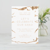 ホワイトゴールドモダンフォイル大理石卒業パーティー 招待状 (スタンド正面)