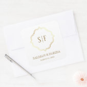 ホワイトゴールド装飾の結婚式の引出物用スクエアステッカー スクエアシール (封筒)