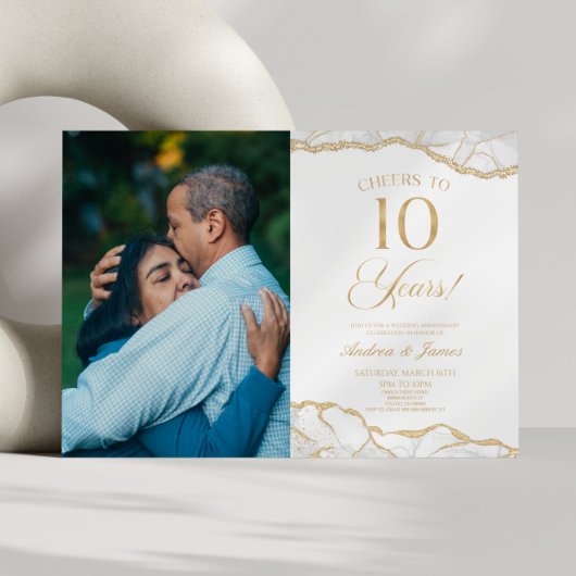 ホワイトゴールド+アゲート 10回目 結婚記念日 パーティー 招待状