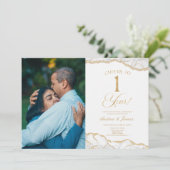 ホワイトゴールド+アゲート 1st 結婚記念日パーティー 招待状 (スタンド正面)