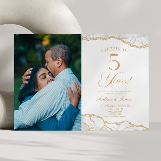 ホワイトゴールド+アゲート 5回目 結婚記念日 パーティー 招待状