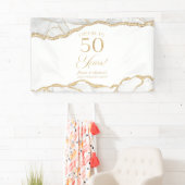 ホワイトゴールド+アゲート 50周年結婚記念パーティー 横断幕 (インサイチュ)