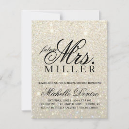 ホワイトゴールド グリッター ファブ 将来のミセス ブライダル 招待状
