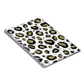 ホワイトゴールド グリッター & ブラック レパード チーター プリント ノートブック (右側)