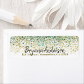 ホワイトゴールド & ティールブルー グリッター モダン コースト グラム ラベル (インサイチュ)