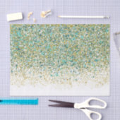 ホワイトゴールド & ティールブルー グリッター モダン コースト グラム 薄葉紙 (クラフト)