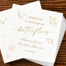 ホワイトゴールド バタフライ ブライダルシャワー スタンダードカクテルナプキン