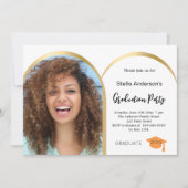 ホワイトゴールド フォト アーチ 卒業 2025 招待状 (正面)