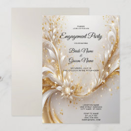 ホワイトゴールド フラワーエンゲージメント 招待状