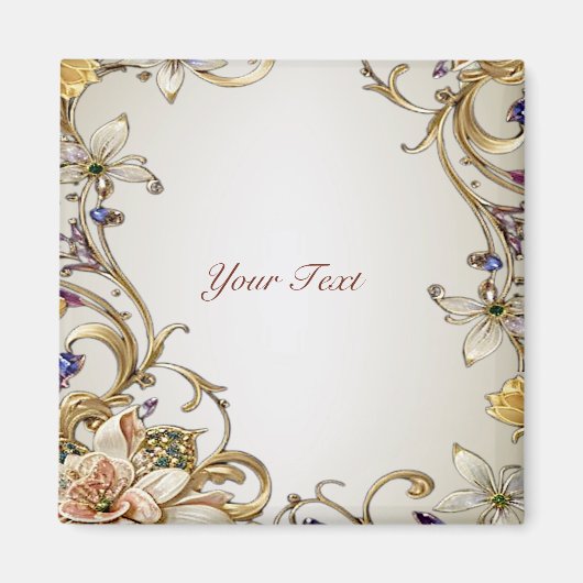 ホワイトゴールド フラワーマグネット マグネット (正面)