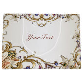 ホワイトゴールド フラワー ギフトバッグ (正面)