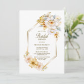 ホワイトゴールド フラワー ジオメトリック ブライズシャワー 招待状 (スタンド正面)