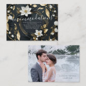 ホワイトゴールド フローラルリース ウェディング アコモデーション エンクロージャーカード (正面/裏面)