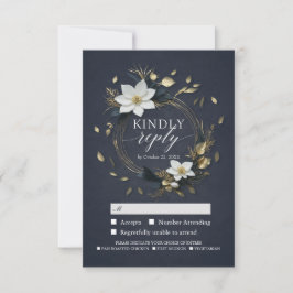 ホワイトゴールド フローラルリース 結婚式 RSVP ご返信お願いします