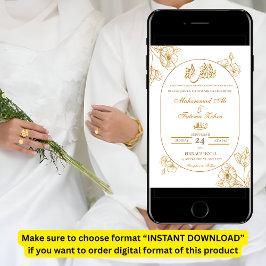 ホワイトゴールド フローラル ミニマリスト エレガント モダン ニカーハ 招待状