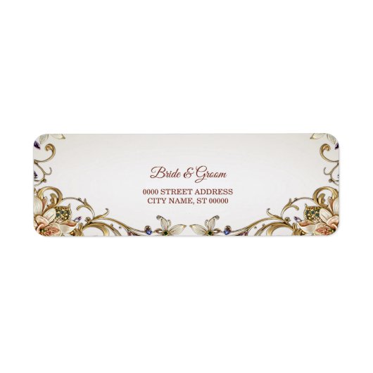 ホワイトゴールド フローラル 返信先ラベル ラベル (正面)