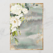 ホワイトゴールド ボタニカル フラワー セージグリーン ウェディング 招待状 (裏面)