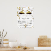 ホワイトゴールド メイク アイラッシュ エクステ 価格リスト ポスター (キッチン)