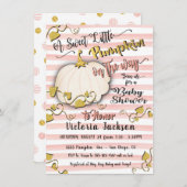 ホワイトゴールド リトル パンプキン ベイビーシャワー 招待状 (正面/裏面)