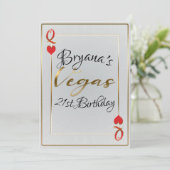 ホワイトゴールド レッド ハートの女王 ヴェガス 21歳の誕生日 招待状 (スタンド正面)