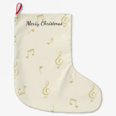 ホワイトゴールド 音符 クリスマス ラージクリスマスストッキング (正面)