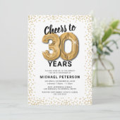 ホワイトゴールド 30歳の誕生日パーティー 招待状 (スタンド正面)