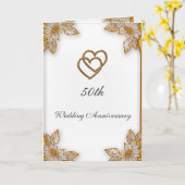 ホワイトゴールド 50周年 結婚記念日 カード (黄色い花)