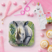 ホワイトサイの植物芸術 ペーパープレート (パーティー)