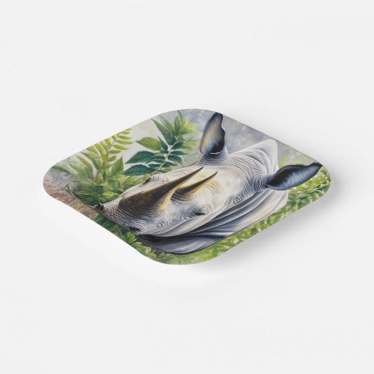 ホワイトサイの植物芸術 ペーパープレート (傾斜あり)