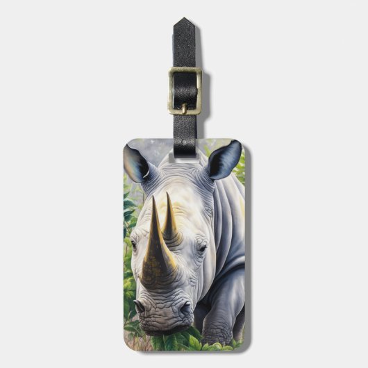 ホワイトサイの植物芸術 ラゲッジタグ (正面縦)