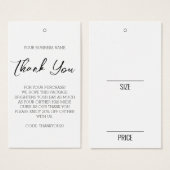 ホワイトサイズ衣料品表示価格つるラベル (正面&裏面)