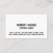 ホワイトサッカーのヘルメット、サッカー、サッカーコーチ 名刺 (裏面)