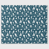 ホワイトサッカー選手のターコイズ柄 ラッピングペーパー (フラット)