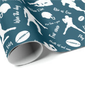 ホワイトサッカー選手のターコイズ柄 ラッピングペーパー (ロールコーナー)