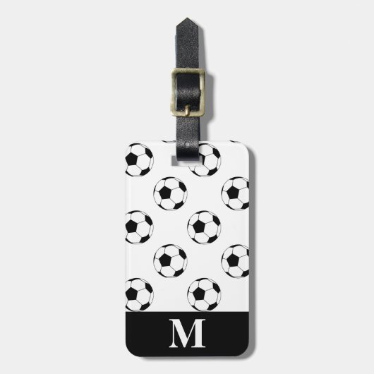 ホワイトサッカー・フットボール ラゲッジタグ (正面縦)
